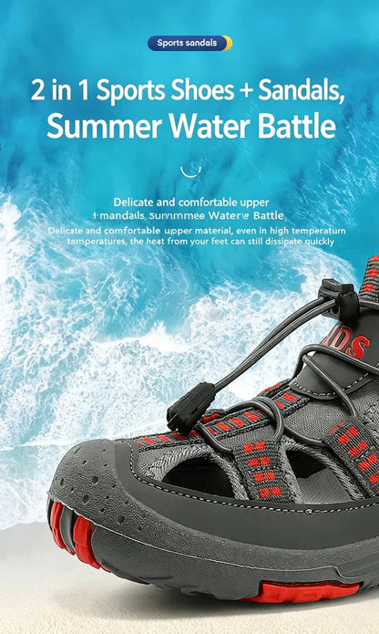 Summer Children Comfortable Sport Water Sandals Outdoor for Boys Closed Toe Anti-Collision Walking Sandals Casual Beach Shoes