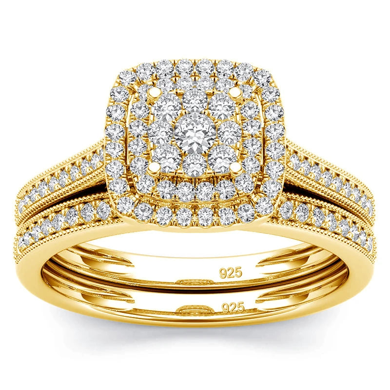 Ring Set For Woman Original 925 Silver Wedding Jewelry Luxury Engagement Ladies Anniversary Gift Trend