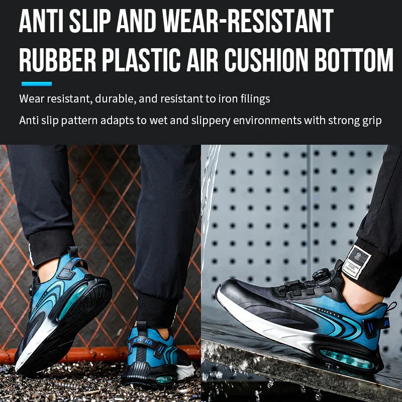 Rotating buckle lightweight and breathable work shoes, protective shoes, industrial safety, puncture resistant steel toe shoes