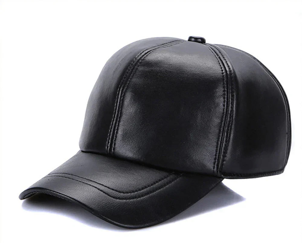 New 2026 Street Hip Hop Hat Leather Hat Fashion Adult Leather Hat Men's Warm Leather Baseball Cap Male Men Outdoor Windproof Hat