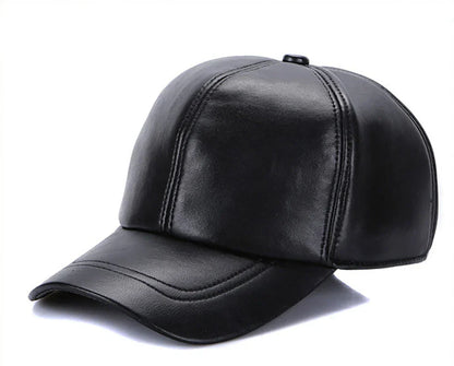 New 2026 Street Hip Hop Hat Leather Hat Fashion Adult Leather Hat Men's Warm Leather Baseball Cap Male Men Outdoor Windproof Hat