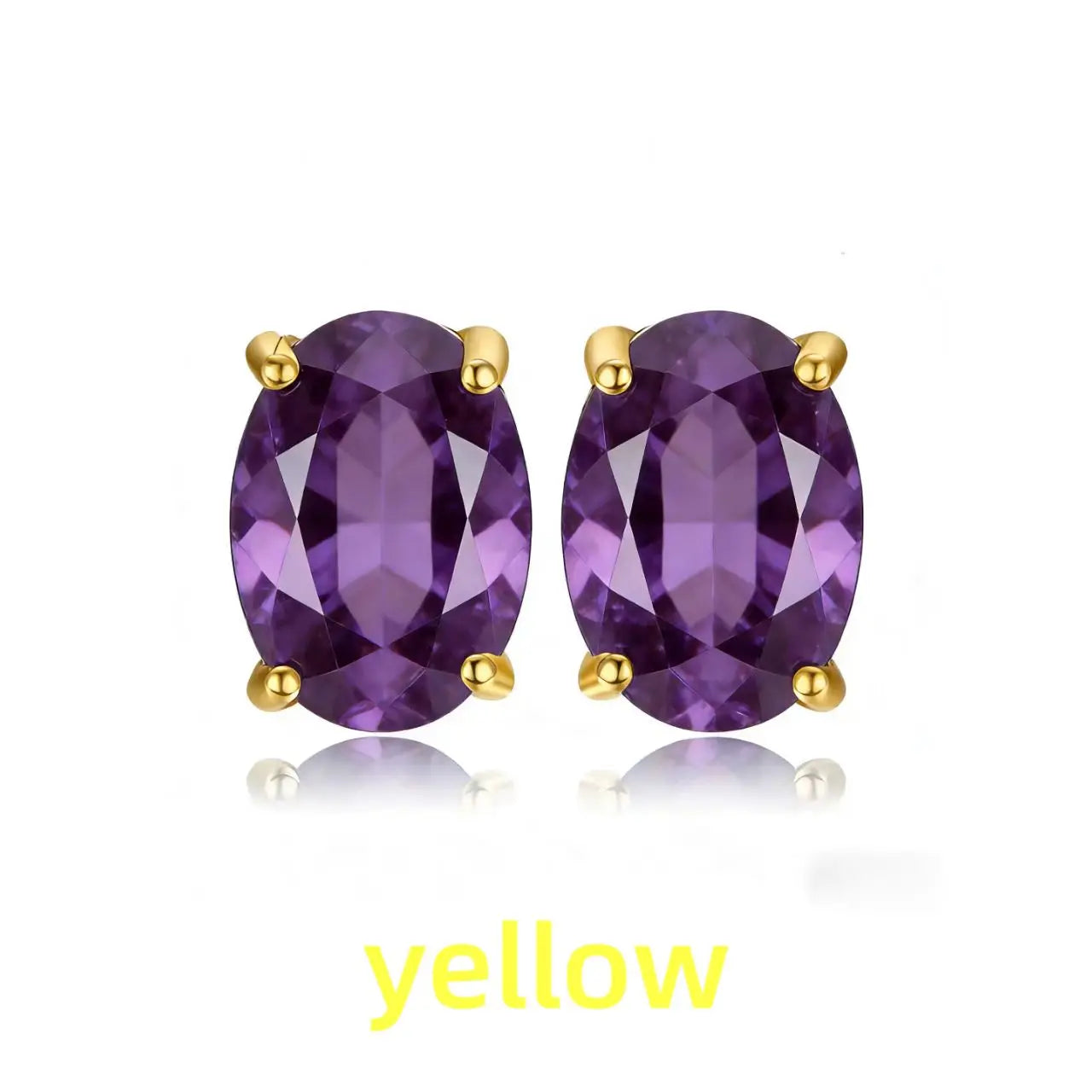 Rose Gold Yellow Gold Plated Oval Natural Amethyst Citrine Garnet Topaz Peridot 925 Sterling Silver Earrings for Women