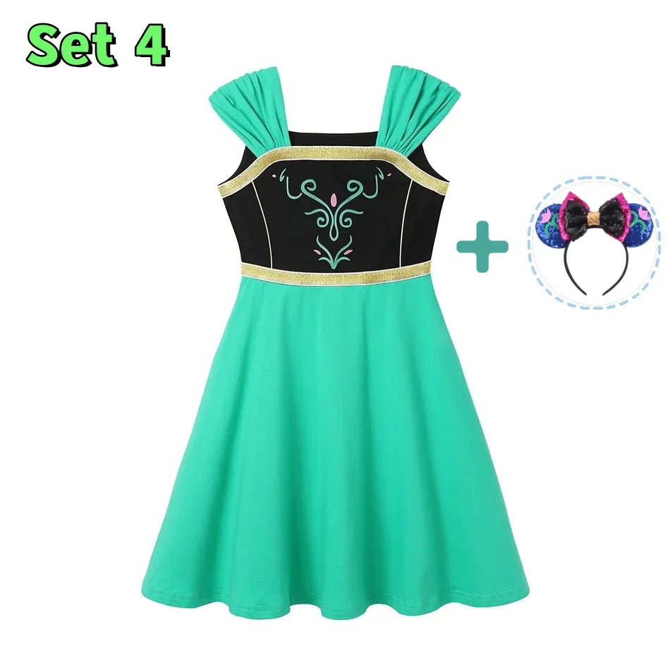 Summer Girls Q Version Princess Dress Children Role Playing Clothing Carnival Party Outdoor Girl's Casual Short Sleeve Dresses