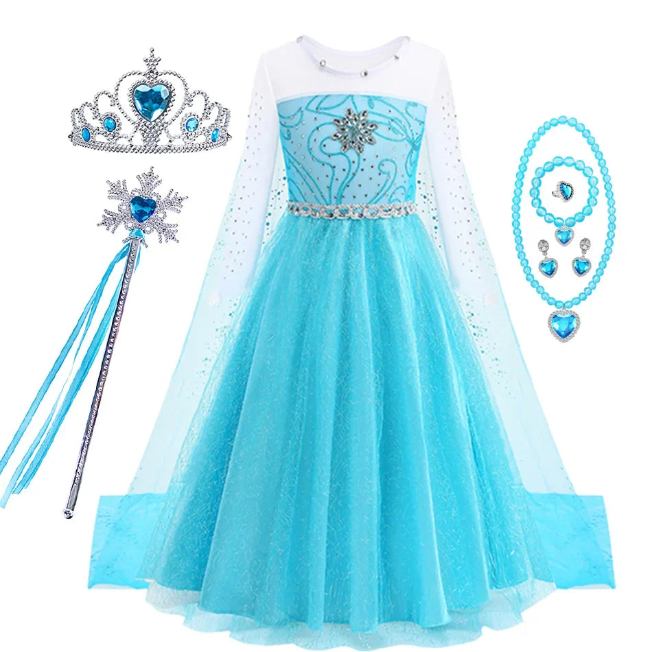 Girl Princess Dress Halloween 2026 Cosplay Party Costume Snow Queen Princess Clothes Children Outfit