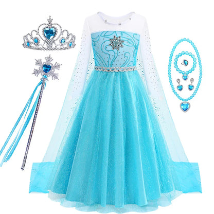 Girl Princess Dress Halloween 2026 Cosplay Party Costume Snow Queen Princess Clothes Children Outfit