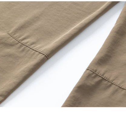 2026 Summer Thin Men's Loose Pants with Large Pockets Work Style Casual Straight Solid Color Male Simple Baggy Pants