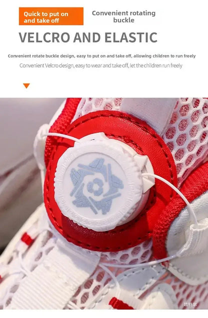 Kids Sneakers Basketball Shoes Boys Spring Fashion Rotating Button Anti-slip Shock Absorption School Students Sports Shoes