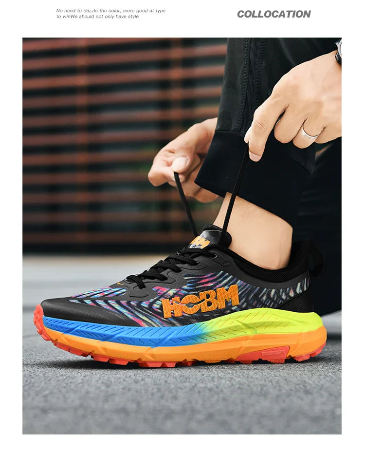 Men's Marathon Shoes Running Shoes Breathable High elasticity Cushioning Male Lightweight Sports Shoes Fitness Training