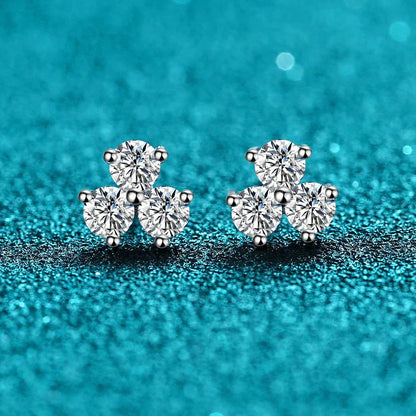 3mm All Moissanite Earrings Woman Wedding Fine Jewely 925 sterling silver With Gold Plated Studs Earring Women's Earrings