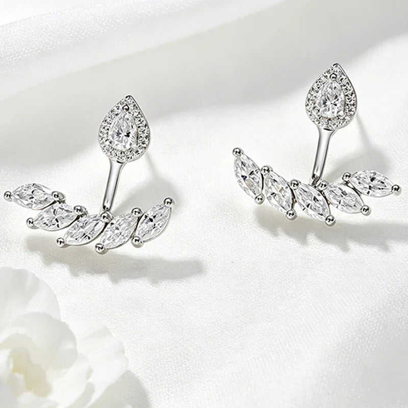 Marquise Cut Full Moissanite Stud Earrings for Women Dainty Girls Couple Jewelry D Color Vvs1 S925 Silver Hoop Earrings
