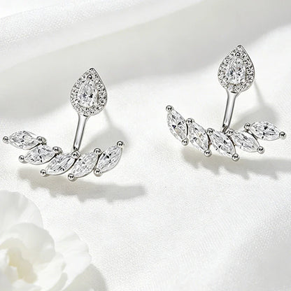 Marquise Cut Full Moissanite Stud Earrings for Women Dainty Girls Couple Jewelry D Color Vvs1 S925 Silver Hoop Earrings