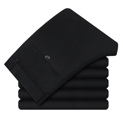 Premium Men's Loose Straight Stretch Trousers – Solid Color Formal Business Pants for All-Day Comfort & Professional Style