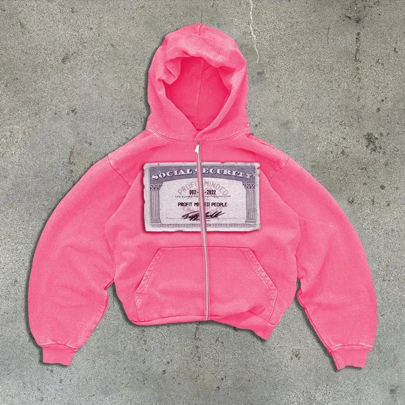 European and American Version Unisex Cute Hoodie Youth Oversized Sweatshirt Casual Clothes Zipper Jacket