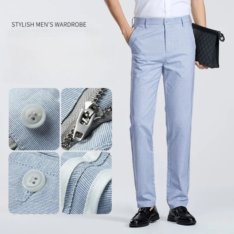Men's Casual Trousers 2026 New Loose Fit Linen-Blend Straight Leg Pants Breathable Lightweight Comfort