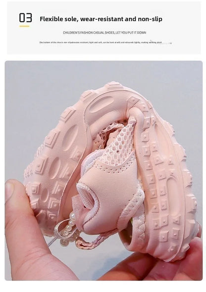 Girls' princess sandals summer 2026 new children's Baotou foreign pearl single mesh shoes for children mesh sneakers