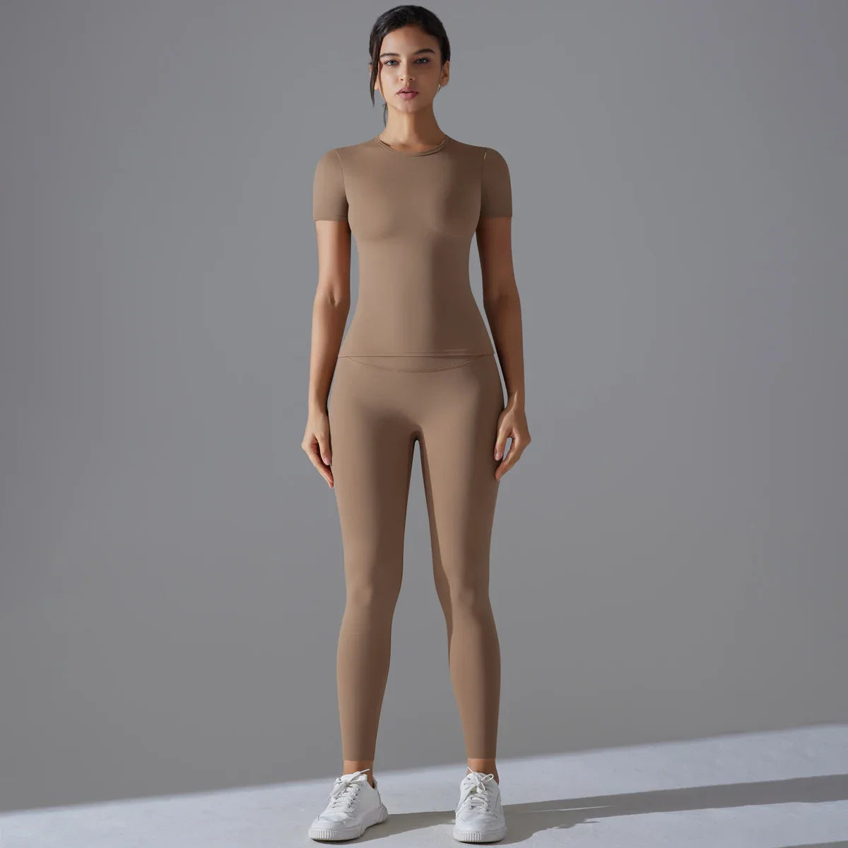 Quick-Drying Gym Leggings Set Yoga Suit Sports Set Sleeve Breathable Stretchy GYM Yoga Slim Fitness Active Top Tight Yoga Pant