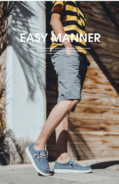 Summer Men's Canvas Shoes Denim Sneakers Men's Canvas Shoes Breathable Moccasins Vulcanized Shoes Men's Sneakers Shoes Plus Size