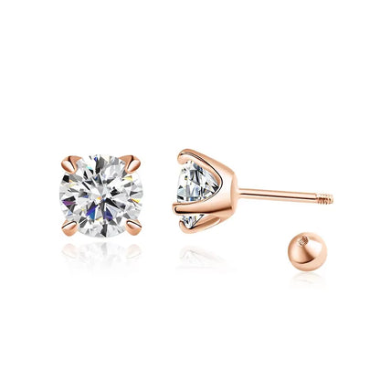 0.5CT 1CT 2CT Certified Moissanite Stud Earrings for Women Sparkling D Color Lab Diamond 100% 925 Sterling Silver Jewelry