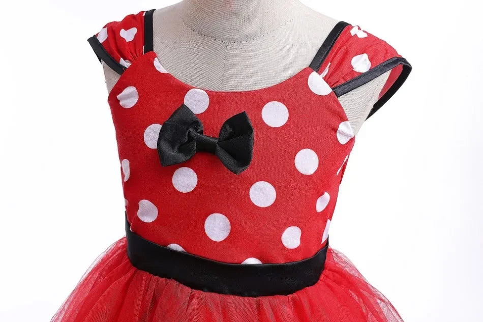 Minni Mouse Baby Girls Dress Fancy Birthday Party Cosplay Costume Polka Dot Cute Carnival Party Easter Costume for 1-5 Years