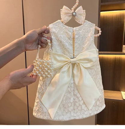 Girl Princess Tweed Classic Dresses Fashion Kids Vintage Baby Casual Wear Vestidos 1-8 Years Children Ceremonial Clothes