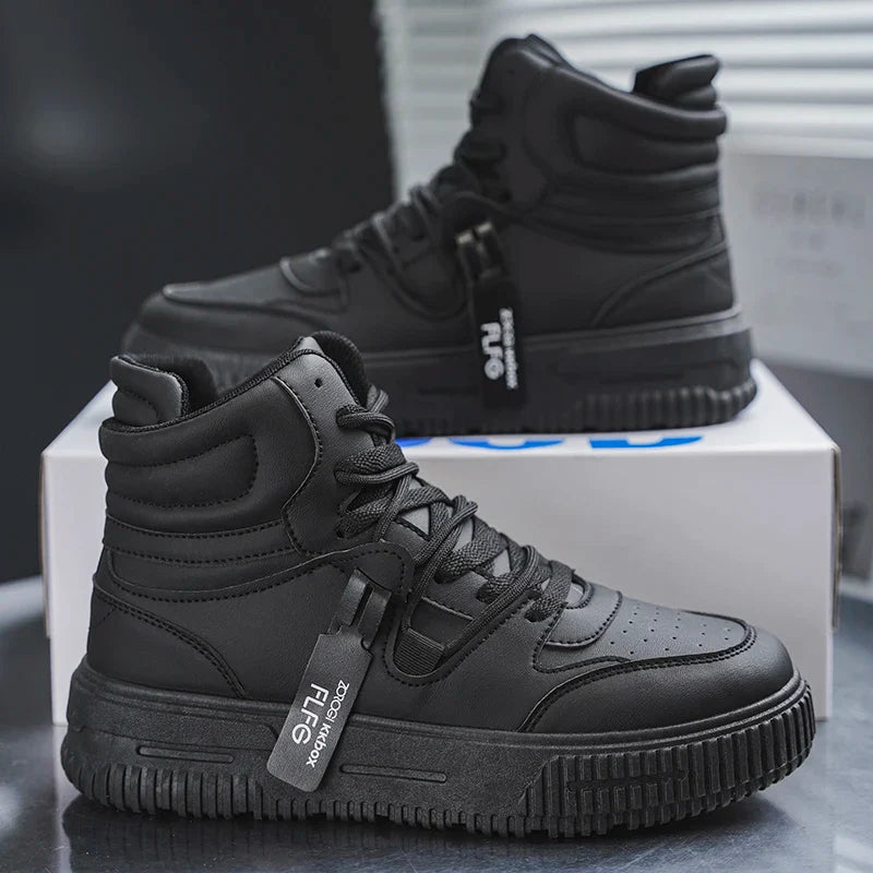Novos Tênis Casuais de Moda Cano Alto Sapatos de Skate Botas Estudantis Masculinas e Femininas Tendência Resistente ao Desgaste Casais Bicolores