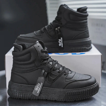 Novos Tênis Casuais de Moda Cano Alto Sapatos de Skate Botas Estudantis Masculinas e Femininas Tendência Resistente ao Desgaste Casais Bicolores