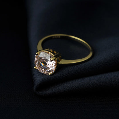 1.5ct 5A Octagon Rose Cut Cubic Zirconia Morganite Pink Solitaire Ring 18K Yellow Gold Plating 925 Sterling Silver