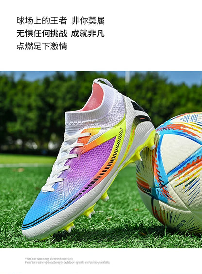 Mens Soccer Shoes TF/FG High Ankle Football Boots Kids Women Outdoor Sports Shoes Multicolor Training Match Athletic Sneakers