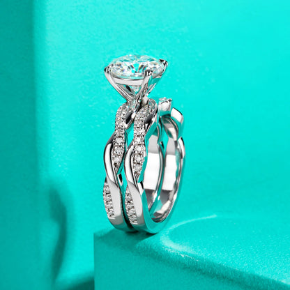 3ct D Color Moissanite Wedding Bands Ring 18k Gold Plated 925 Sterling Silver Infinity Bridal Rings Set for Women