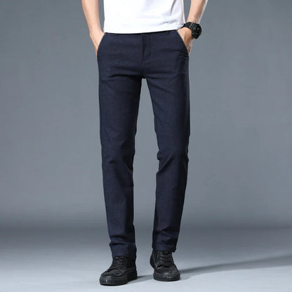 Classic Soft Grinding cotton Pants Men Business Casual Pants 2023 Autumn New Straight Slim Fashion Gray Black Brand Trousers