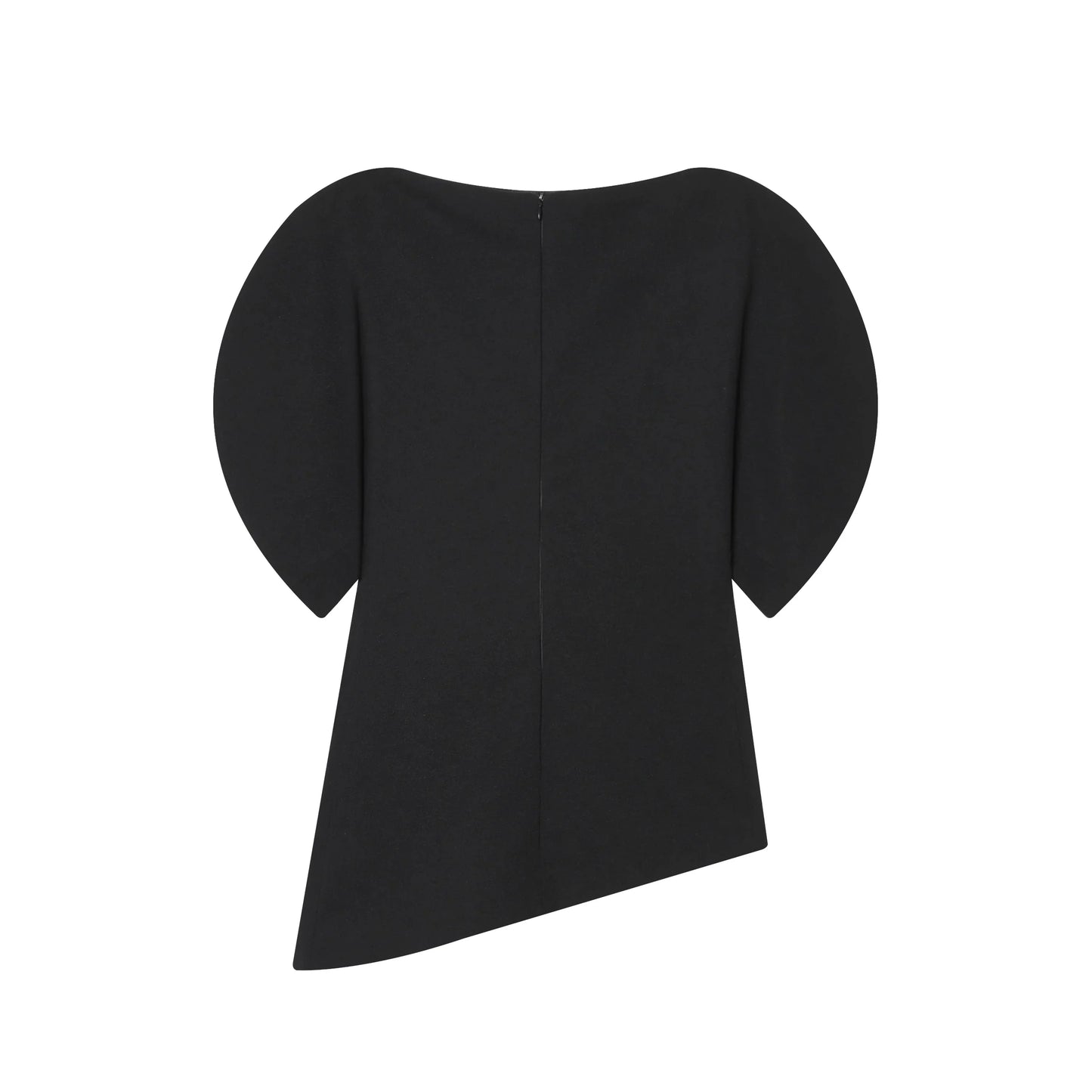 Women Vintage Black Short Puff Sleeve Shirts O Neck Asymmetrical Hem Blouse 2026 Spring Trend High Street Lady Chic Tops