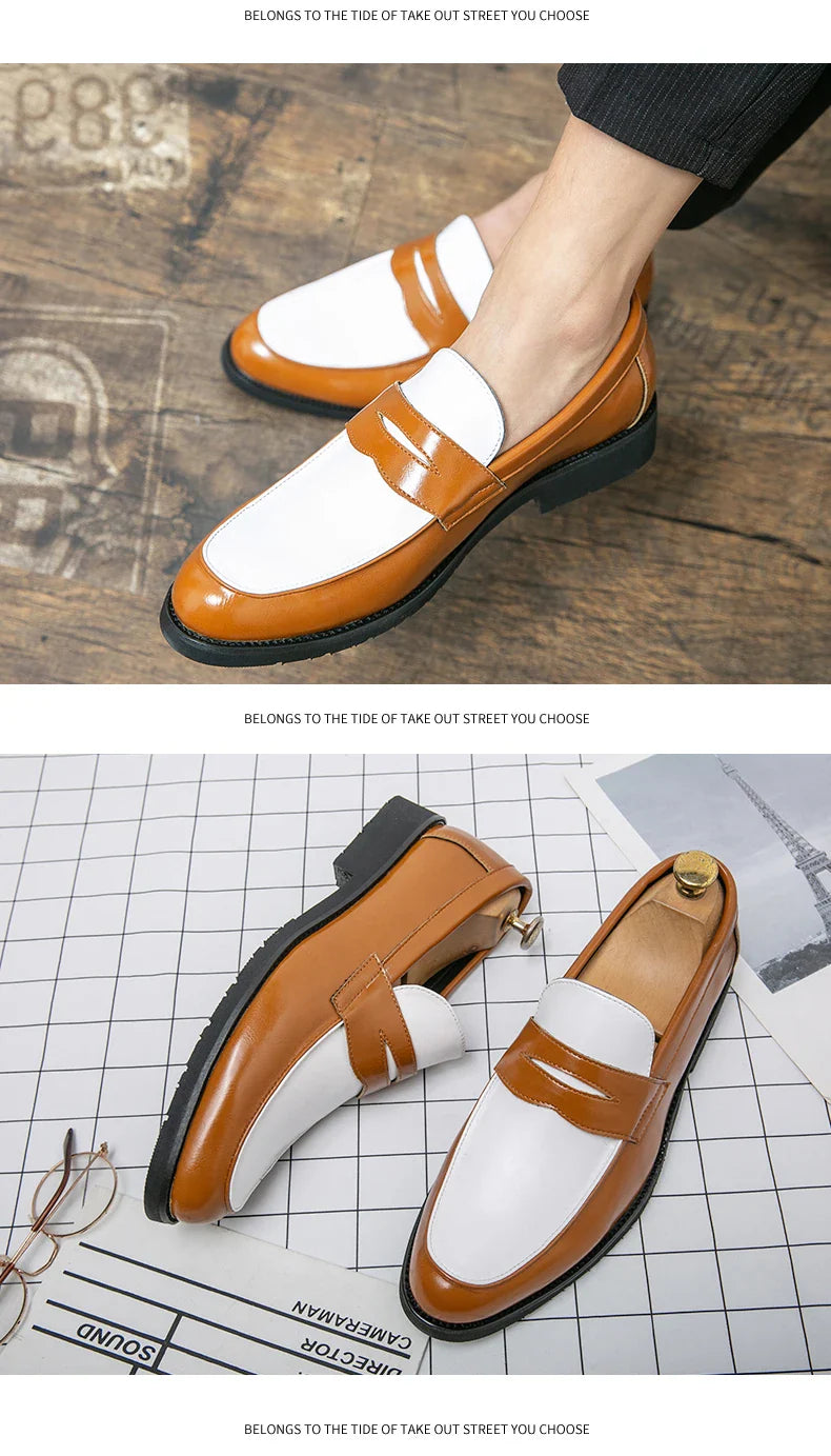 Classic Formal Leather Shoes Men Retro Casual Business Shoes Men Slip On Social Men's Dress Shoes Leather Loafers Male