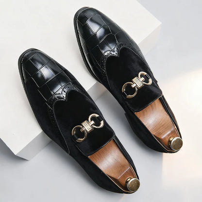 Men's Formal Leather Shoes British Style Slip On Loafers Pointed Toe Breathable Non-Slip Business Elegant Dress Wedding Office
