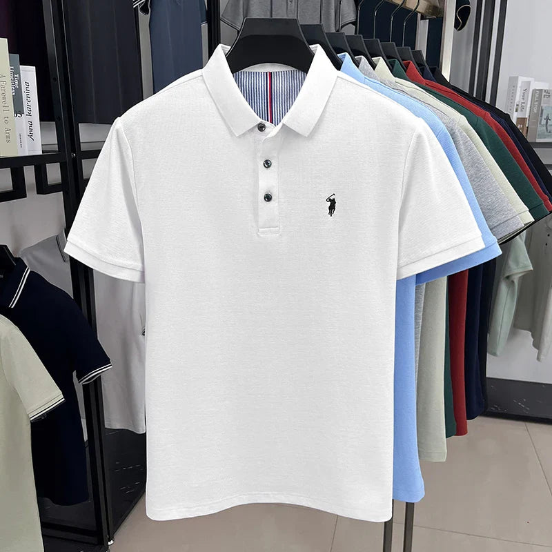 100% pure cotton short sleeve polo shirt summer new breathable men's T-shirt high-end brand Paul Pony embroidered business top