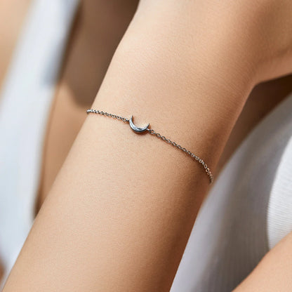 Link Chain Bracelet 925 Sterling Silver Polishing Simple Cute Moon Stackable Bracelet For Women Party Fine Jewelry Gifts
