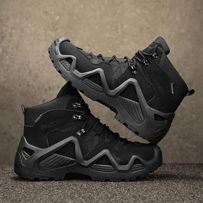 Men's winter high top shoes mid top waterproof and anti slip hiking shoes ultra light work boots tactical boots desert boots