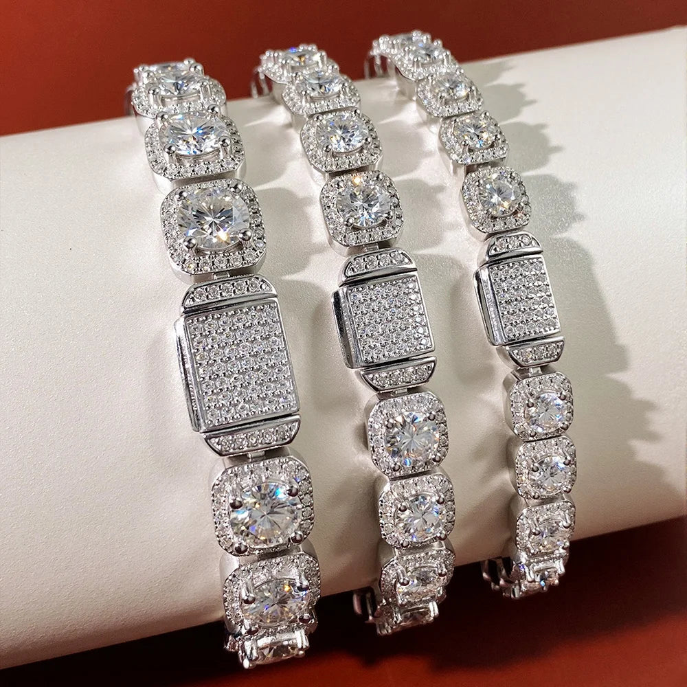 4mm 5mm 6.5mm Full Moissanite Bracelet for Man for Women Man S925 Silver Luxury Full Diamond Bracelet Party Fine Jewelry