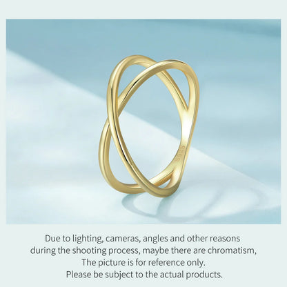 14K Gold Plated X Ring Dainty Minimalist 925 Sterling Silver Cross Ring for Women Promise Jewelry 2 Colors SCR543
