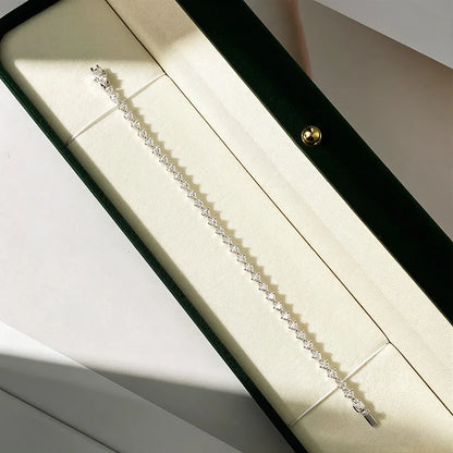 3mm Full Heart Cut Moissanite Bracelet 100% S925 Sterling Silver Plated 18K Gold for Women Party Fine Jewelry Gift