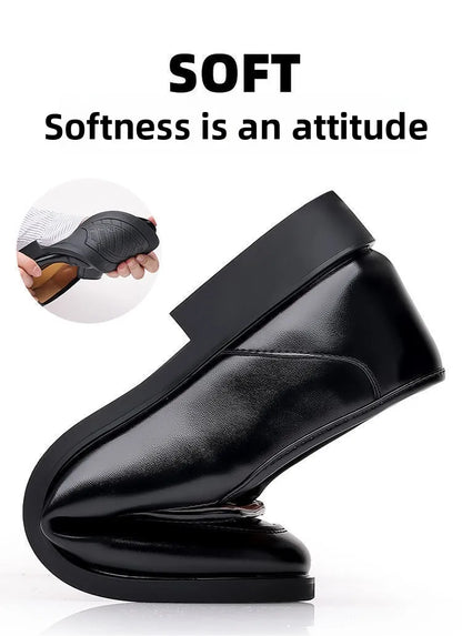 Soft Cowhide Leather Men's Business Shoes Anti-Slip Work Shoes for Middle-Aged And Elderly Fathers Comfortable Breathable Rub...
