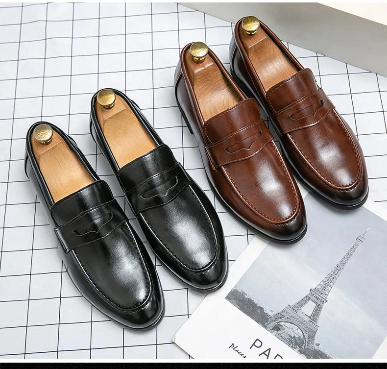 Men Casual Leather Shoes Dress Leather Loafers Men Classic Casual Business Shoes Trend Formal Party Social Leather Shoes Male
