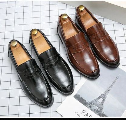 Men Casual Leather Shoes Dress Leather Loafers Men Classic Casual Business Shoes Trend Formal Party Social Leather Shoes Male