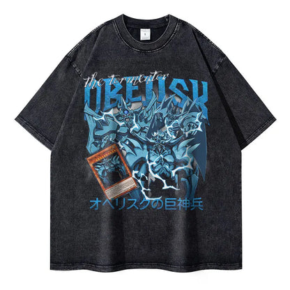 T Shirts Vintage Washed Dark Magician Girl T-shirt Retro Streetwear Manga Black Magician Short Sleeve Tops Tees