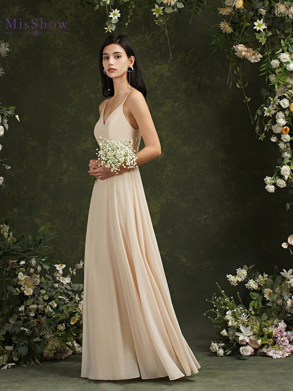 Elegant Sleeveless Lace Back 2024 New Long Formal Evening Dresses With V Neck Party Prom Gowns Robe De Soiree Longue