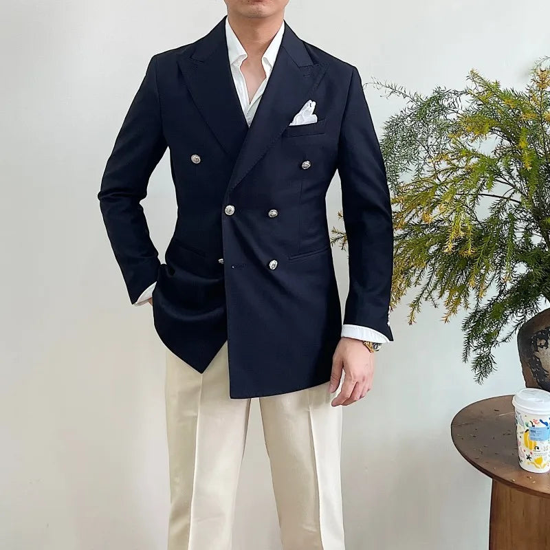 Suit For Mens Groom's Wedding 1 Pieces Slim Fit Blazer Wide Shawl Lapel Luxury Men Suit Custom Made Tuxedo Gold Button