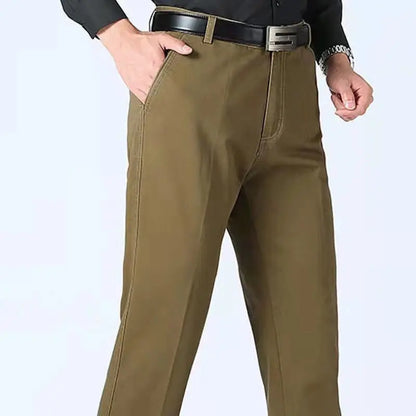 Summer Thin Pants Men's 100% Cotton Autumn Thick Trousers Fashion Brand Cargo Pants Smart Casual Solid Khaki Gray Suit Pant