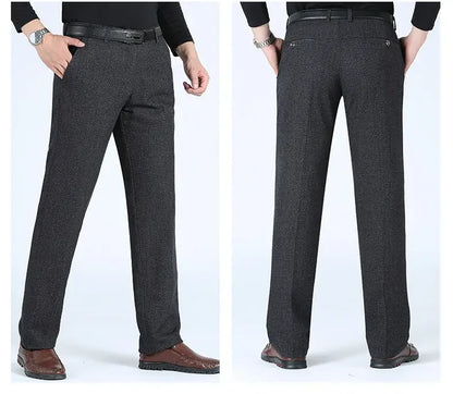 Autumn Summer Men's Slim Casual Pants Fashion Business Stretch Thicken Trousers Men Brand Solid Pant Black Navy Man Plus Size