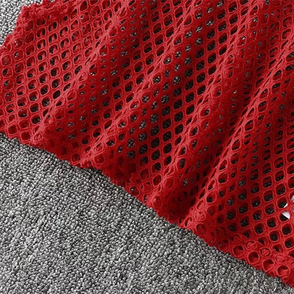 Sexy Black/Red Hollow Out Crop Top 2023 Mesh T-shirt Female Loose Fashion Summer Basic Tops For Women Fishnet Shirt
