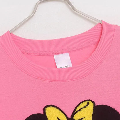 Mouse Chip An' Dale Cartoon Print Embroidery Fleece Sweatshirt New Women O-Neck Pullover Jumper Tops