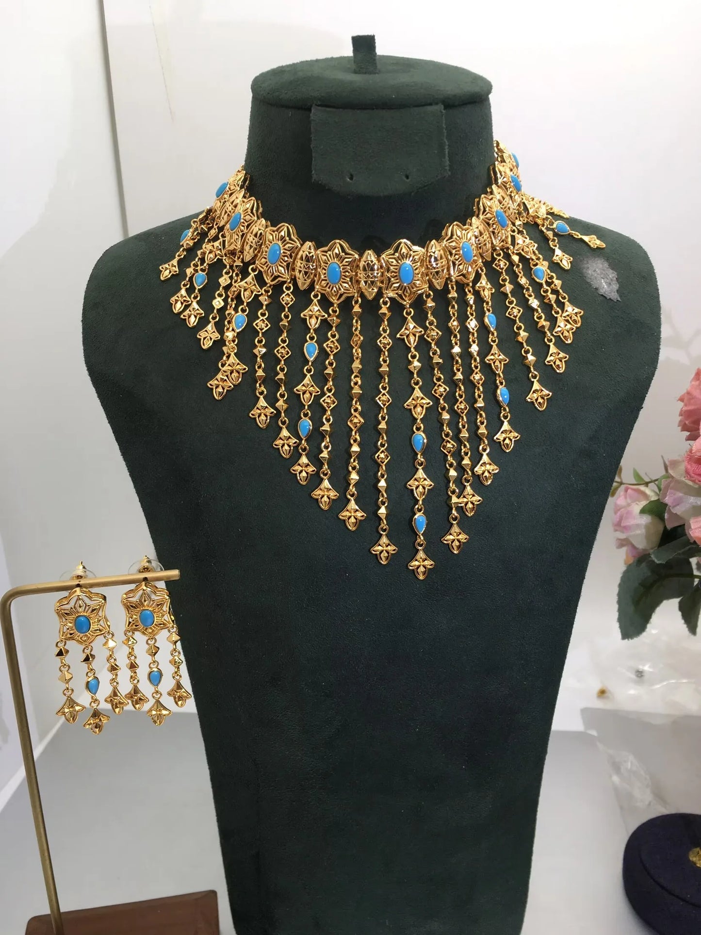 Fashion2PCS Luxury Waterdrop Indian Jewelry Sets For Women Wedding Party Indian Dubai Bridal jewelry Set